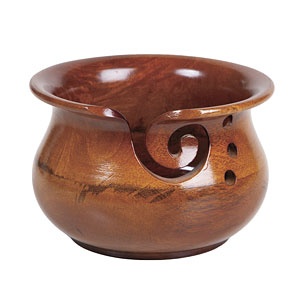Yarn Bowl - Dark Brown Mango Wood