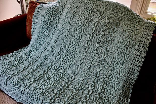 Celtic Garden Cable Blanket by Noelle Stiles